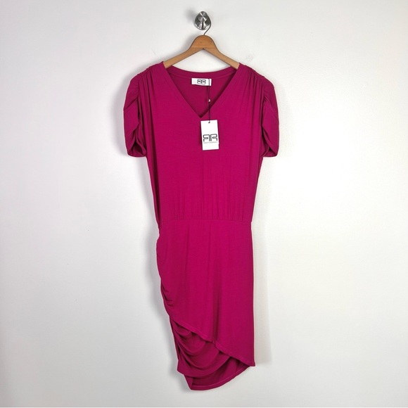 Robert Rodriguez Fuchsia Matte Jersey Ruched Dress - Picture 2 of 12